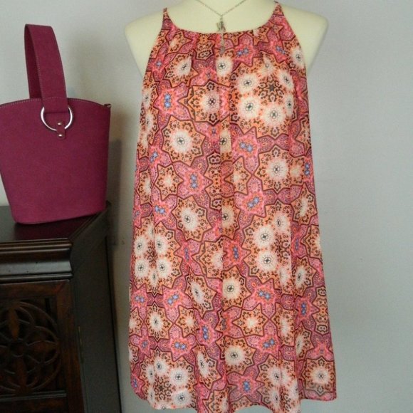 Vince Camuto Pink Orange Blue Sleeveless Spaghetti Strap Summer Top  Size XS - Picture 1 of 8
